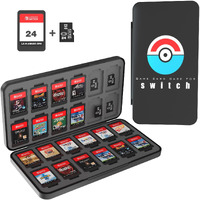 Purbhe Switch Game Case For Nintendo Switch Game Card Portable Nintendo Switch Game Holder With 24 Game Cartridge Slots And 24 Micro Sd Card Slots Nintendo Switch Accessories For Travel(Black)