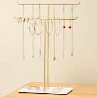 Bussdis Necklace Holder Jewelry Stand Organizer For Necklaces And Bracelets  Metal Display Stand  Gift For Women  Ideal For Home  Bedroom  Or Vanity  Gold