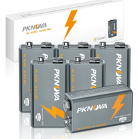 Pknova 9V Batteries Alkaline 9 Volt Square Battery For Smoke Detector  Long-Lasting  6 Count Pack