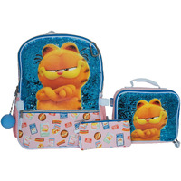 Ai Accessory Innovations Garfield 5 Piece Backpack Set  Cat Bookbag  Flip Sequins 16  School Bag  Blue & Pink