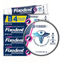 Fixodent Professional Ultimate Denture Adhesive Cream For Full And Partial Dentures  1.8 Oz  4 Pack