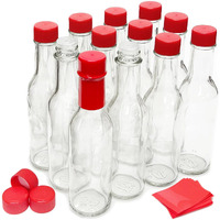 Nicebottles Hot Sauce Bottles With Red Caps & Shrink Bands  5 Oz - Case Of 12
