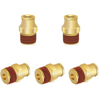 Siptenk 3/8"" Dot Brass Push To Connect Air Line Fittings 5 Pcs  3/8"" Od Tube X 3/8"" Npt Thread Air Brake Line Quick Connect Fittings For Truck Trailers Industry Air System
