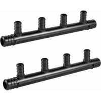 (Pack Of 2) Efield Open Poly Ppsu Barb Crimp Pex Manifold: 3/4 Trunk  1/2"" Port (4 Ports)