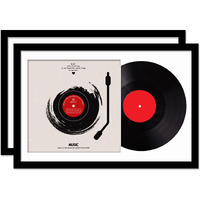 Fxojyvo Vinyl Record Frame For The Wall Display Album Cover  Black 16X24 Frame For Any 12 Inch Lp Record With Cover - 2 Packs/Black