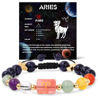 Golbaljew Aries Zodiac Bracelets Healing Crystal 12 Constellations Protection Stone Beads Bracelet For Women Birthday Zodiac Gifts Horoscope Spiritual Jewelry