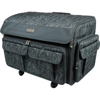 Everything Mary Xxl Rolling Sewing Tote Sewing Machine Case  Black & Floral - Travel Case For Brother  Singer  Babylock  Embroidery Machines - Storage Bag With 4 Wheels  Pockets & Locking Handle