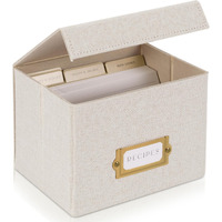 Zicoto Beautiful Linen Recipe Box - Fits 4X6 Inch Recipe Cards To Easily Organize Up To 250 Recipes - A Sturdy Card Holder And Great Gift That Perfectly Fits Into Any Kitchen - Cards Not Incl.