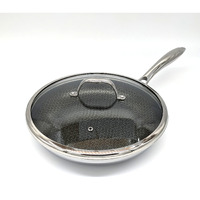 Cooksy 11 Inch Hexagon Surface Hybrid Stainless Steel Frying Pan With Lid