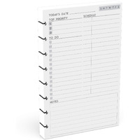 Discbound Undated Daily Plan Paper Refill  120 Gsm  100 Sheets (200 Pages/Days)  8 Disc Pre-Punched Inserts  Loose Leaf  White  5.5 Inch X 8.5 Inch  Daily To-Do  Notes  And Scheduling