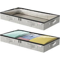 4.5 Inches Under Bed Storage Containers  2Pack Low Profile Underbed Storage Box With Sturdy Sidewalls/Bottom And Lids For Clothes  Blanket  Pillows And Shoes  Thick Fabric With Sturdy Structure