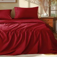 Shilucheng 100% Egyptian Cotton Queen Size Sheets Set - 1000 Thread Count Luxury Cotton Bed Sheets Breathable & Cooling Bedding And Pillow Cases  16 Inch Deep Pocket - 4 Piece (Burgundy  Queen)