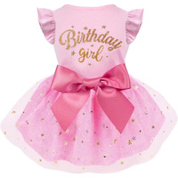 Otunrues Dog Birthday Dress Tulle With Big Bowknot Princess Dog Birthday Outfit Girls Doggie Dresses Clothes Small Pink S