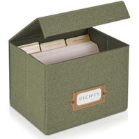 Zicoto Beautiful Linen Recipe Box - Fits 4X6 Inch Recipe Cards To Easily Organize Up To 250 Recipes - A Sturdy Card Holder And Great Gift That Perfectly Fits Into Any Kitchen - Cards Not Incl.