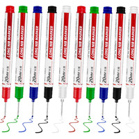 Csmgy 10 Pcs Long Head Deep Hole Marker - Long Nib Marker  Multi-Purpose Deep Hole Marker Pens  Quick Dry Waterproof Colorful Carpenter Pen Markers For Construction Bathroom Woodworking