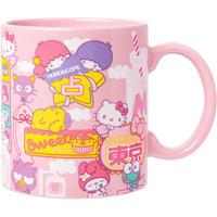 Silver Buffalo Sanrio Hello Kitty And Friends Kawaii Tokyo Theme Featuring Little Twin Stars  Chococat  My Melody  Keroppi  Badtz-Maru  And Pompompurin Ceramic Mug  20 Ounces