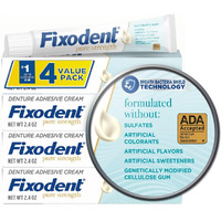 Fixodent Pure Strength Secure Denture Adhesive 2.4Oz (Pack Of 4)