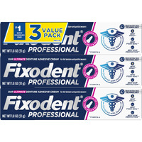 Fixodent Professional Ultimate Denture Adhesive Cream For Full And Partial Dentures  1.8 Oz  3 Pack