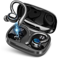 Catitru Wireless Earbuds Bluetooth Headphones 56Hrs Playtime Ear Buds Ipx7 Waterproof Sports Earphones Wireless Charging Case Over-Ear Earhooks Headest Black