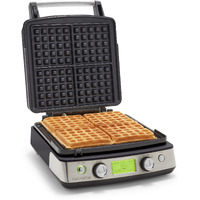 Greenpan Elite 4-Square Belgian & Classic Waffle Iron  Healthy Ceramic Nonstick Aluminum Dishwasher Safe Plates  Adjustable Shade/Crunch Control  Wont Overflow  Easy Cleanup Breakfast  Pfas-Free Black
