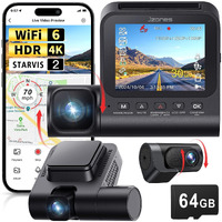 3 Channel 4K Dash Cam  Dash Camera For Cars With Starvis 2 Hdr Night Vision  4K+1080P+1080P Front Inside And Rear Triple Car Camera  Gps  24H Parking Mode  Free 64Gb Card