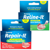 Dentemp Repair-It Denture Repair Kit & Reline-It Denture Reliner - Denture Kit (Multi-Pack) - Refit And Tighten Dentures For Both Upper & Lower Denture - Repair Broken Dentures & Loose Teeth