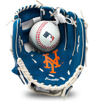 Franklin Sports Mlb Youth Teeball Glove + Foam Ball Set - Kids New York Mets Baseball + Teeball Mitt And Ball - Perfect First Kids Glove - 9.5""