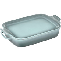 Le Creuset Stoneware Rectangular Dish With Platter Lid  14 3/4"" X 9""  Sea Salt