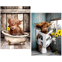 Mowana Highland Cow Diamond Art Kits For Adults  Diamond Painting Cow Diy 5D Diamond Painting Kits For Adults And Beginners Home Wall Decor (2Pack 11.8X15.7Inch)
