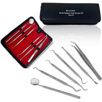 Cynamed Dental Tools Set 6Pc- Stainless Steel Dental Pick  Tooth Scraper  Plaque & Tartar Remover  Tweezers  And Gum Floss For Personal And Pet Oral Care