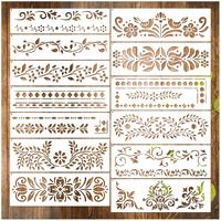 Corner Border Stencils For Crafts  Mexican Flower Floral Lace Furniture Stencils For Painting On Wood Reusable Wood Burning Drawing Art Paint Patterns For Wall Cookie Canvas Floor(Border)