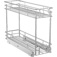 Roomtec 3-Tier Pull Out Cabinet Organizer Spice Rack For Narrow Cabinet 5"" W X 20"" D  Slide Out Wood Shelves Storage For Kitchen