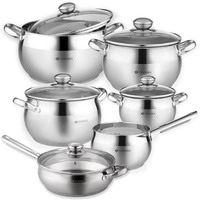 Daniks Classic Stainless Steel Kitchen Induction Pot Cookware Set | 11-Piece | Dishwasher Safe Pots | Saucepan 2 Quart + 2 Quart + 3 Quart + 4 Quart + 7 Quart + Saute Pan | Measuring Scale | Silver