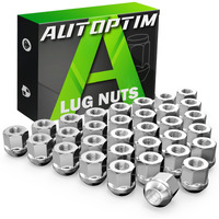 Autoptim 9/16-18 Open End Lug Nuts - Replacement 2002-2010 Dodge Ram 1500  Ram 2500 3500  2005-2011 Dakota  2004-2009 Durango Aftermarket Wheel  Silver Chrome 32Pcs Acorn Bulge Anti-Rust Tire Nuts