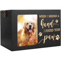Pet Memorial Urns For Dog Or Cat Ashes  Large Wooden Funeral Cremation Urns With Photo Frame  Memorial Keepsake Memory Box With Black Flannel As Lining  Loss Pet Memorial Remembrance Gift