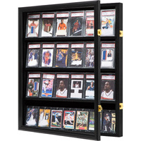 Grintus Baseball Card Display Case 24 Graded Sport Card Display Case Wall Mount With Clear View And Uv Protection Acrylic Door For Baseball Football Basketball Hockey Trading Card Collection  Black