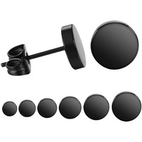 Lieblich Black Round Stud Earrings Set Stainless Steel Ear Studs For Men Women 6 Pairs 3Mm-8Mm  (Black)