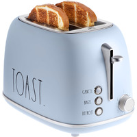 Rae Dunn Retro Rounded Bread Toaster  2 Slice Stainless Steel Toaster With Removable Crumb Tray  Wide Slot With 6 Browning Levels  Bagel  Defrost And Cancel Options (Baby Blue)