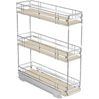 Roomtec 3-Tier Pull Out Cabinet Organizer Spice Rack For Narrow Cabinet 7"" W X 20"" D  Slide Out Wood Shelves Storage For Kitchen