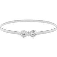 Limhoo Women's Skinny Metal Waist Belt Elastic Thin Waist Belt For Dress Stretch Chain Belt (Hy19416-Silver-M)