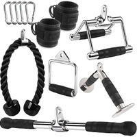 Wnoey Triceps Pull Down Attachment  Cable Machine Accessories For Home Gym (V Handle + Row Handle + Rotating Bar + Tricep Rope + Ankle Straps + D Handle)