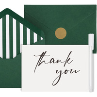 Azaza Thank You Cards With Envelopes Chic Liners Assembled  50 Pack Green Wedding Thank You Cards 4X6 Inch  Bulk Blank Thank You Notes For Bridal Shower  Baby Shower (Green)