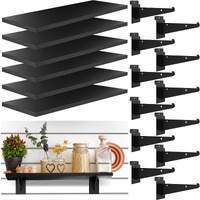 Tcevily 6 Pack Wooden Slatwall Shelf  15.7"" X 6"" Slat Wall Shelves With Metal Brackets Heavy Duty Slatwall Shelving Organizer Accessories For Home Garage (6  6"" X 15.7"")