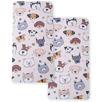 Kwlover Soft Doggy Printed Fabric Crib Sheet For Boys Girls 2 Pack Crib Mattress Sheets Or Toddler Bed Sheet  Baby Bassinet Sheets Fitted Crib Sheet (Cream)