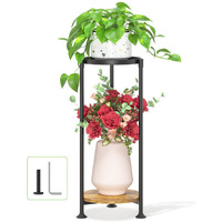 Laszola 2 Tier Black Plant Stand Indoor For Large Tall Heavy Duty Flower Planter  Metal Vertical Multi Level Rack For Narrow Floor Corner  Sturdy Round Holder Organizer  Modern  Mid Century  Farmhouse