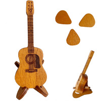 Chevixor Wooden Guitar Pick Box With Stand Guitar Pick Case With 3 Pcs Guitar Pick Holder Acoustic Guitar Pick Box Thin Guitar Picks  Small  Jt-B240525P