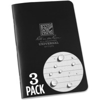 Rite In The Rain Weatherproof Stapled Notebook  4.625"" X 7""  Black Cover  Universal Pattern  3 Pack (No. 771Fx)