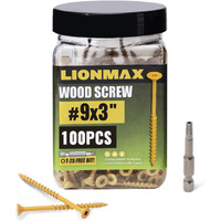 Lionmax Deck Screws 3 Inch  Wood Screws #9 X 3  100 Pcs  Rust Resistant  Exterior Epoxy Coated  Outdoor Decking Screws  Torx/Star Drive Head Deck Screw  T25 Star Bit Included  Tan