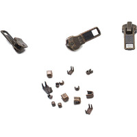 Zipper Repair Kit - #5 Ykk Antique Brass Auto Lock Sliders - 3 Sliders Per Pack With Top & Bottom Stoppers Included - Made In The United States