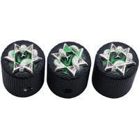 Guyker Guitar Bass Potentiometer Control Knobs With 6Mm Dia. Shaft Pots - 3Pcs Zinc Alloy Speed Tone Volume Knob Replacement Part  (Chrome Green Snake Top  Black Body)